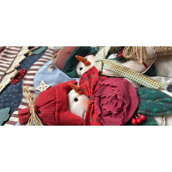 Christmas Stocking Snowman Farmhouse Country Large Quilted Vintage Stockings - Picture 5 of 10